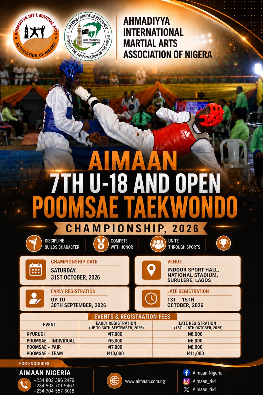 7th AIMAAN U-18 and Open Poomsae Taekwondo Championship 2026 Poster