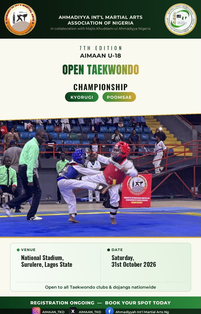 7th AIMAAN U-18 and Open Poomsae Taekwondo Championship 2026 Poster - Saturday 31st October 2026